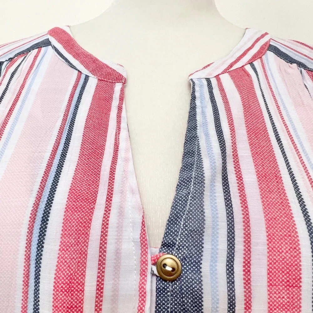 Kim Rogers Striped Long Sleeve Top Resortwear Cruise Lightweight Nautical - Picture 4 of 10